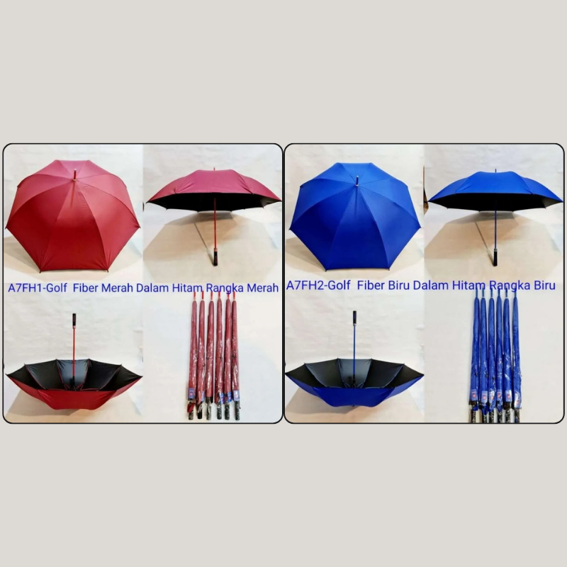 Payung Golf Polos Manual Fiber Dalam Hitam Sakura A7FH