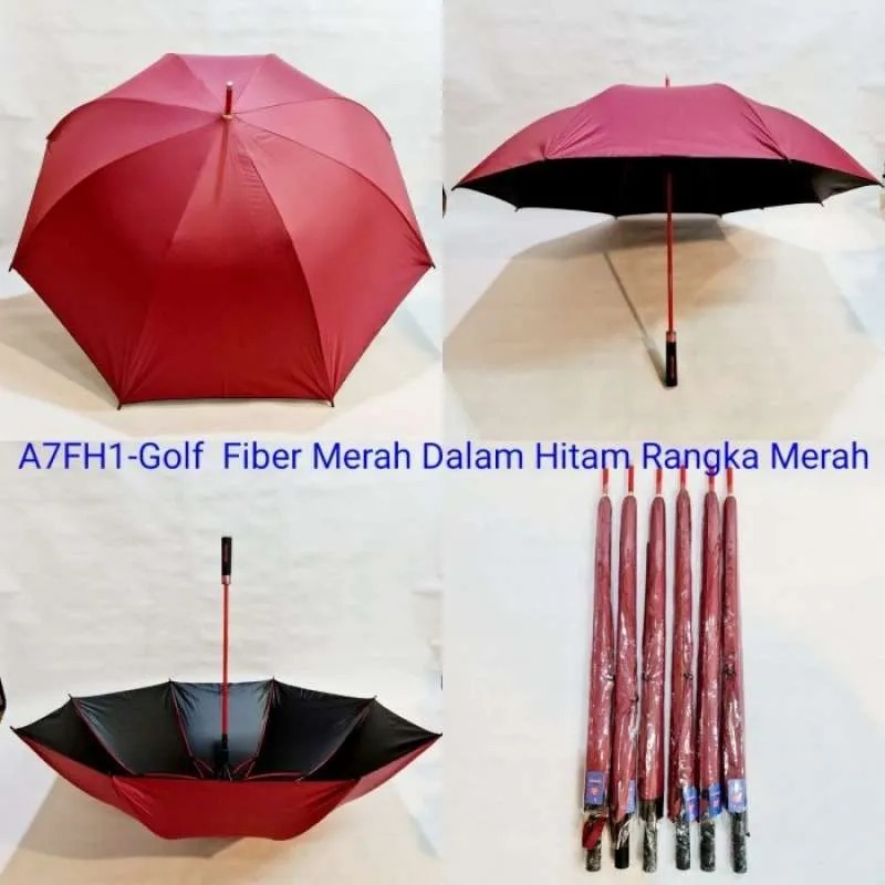 Payung Golf Polos Manual Fiber Dalam Hitam Sakura A7FH