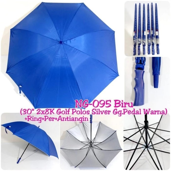 Payung Golf Polos Manual Dalam Silver Gagang Pedal Nagoya NG-095
