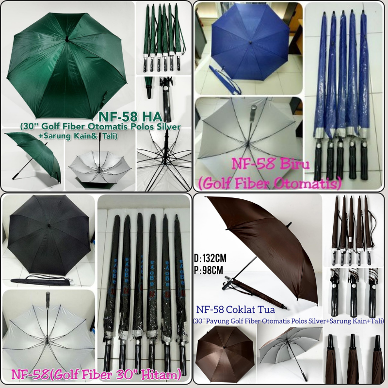 Payung Golf Polos Otomatis Fiber Dalam Silver Nagoya NF-58