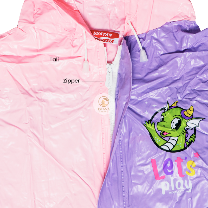 Jas Hujan Anak Remaja Jaket Celana Backpack Sekolah Motif Naga Draco Indoplast