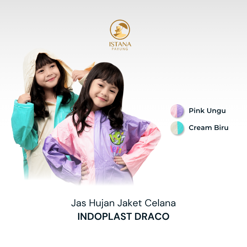 Jas Hujan Anak Remaja Jaket Celana Backpack Sekolah Motif Naga Draco Indoplast