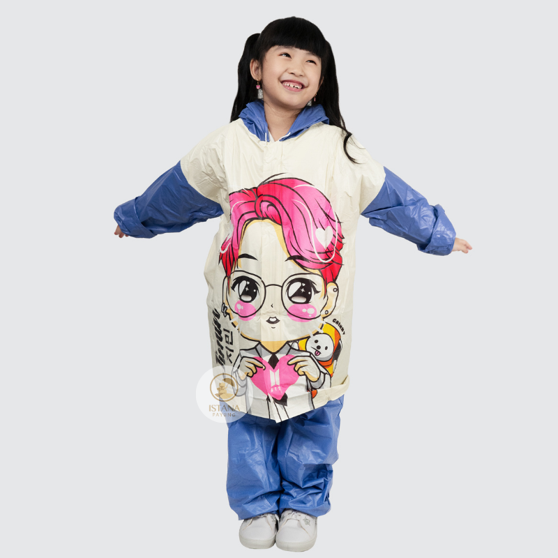 Jas Hujan Anak Remaja Jaket Celana Motif BT21 Indoplast