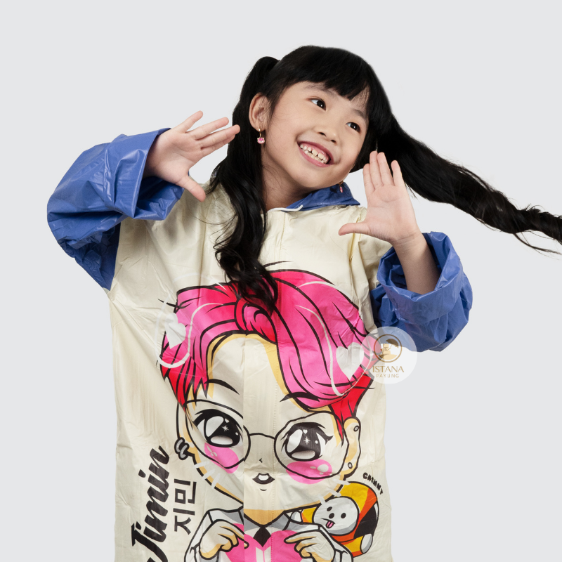 Jas Hujan Anak Remaja Jaket Celana Motif BT21 Indoplast