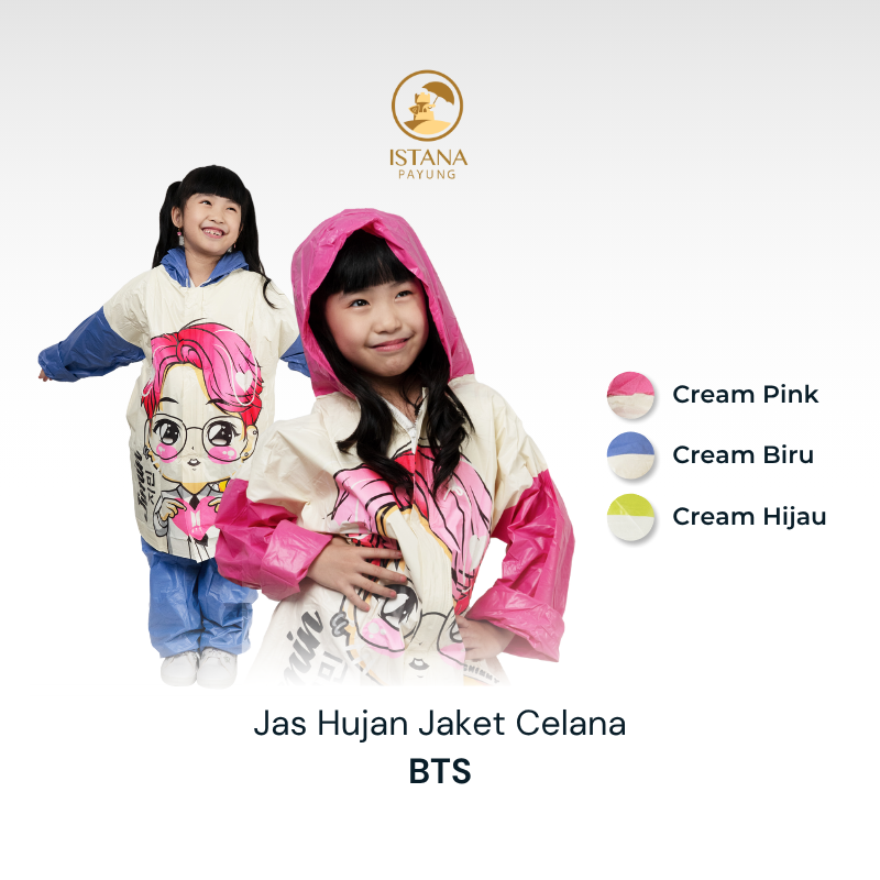 Jas Hujan Anak Remaja Jaket Celana Motif BT21 Indoplast
