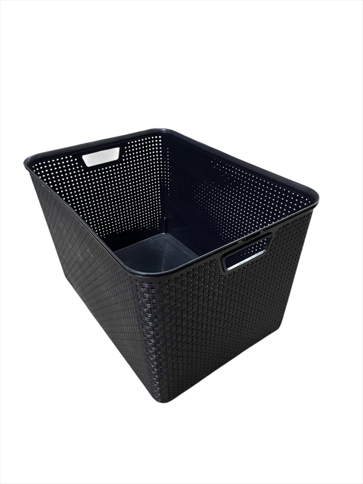 Canasto de plastico Imitacion Rattan con Tapa 40 lts.