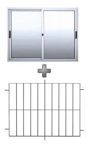 Ventana de aluminio con reja 