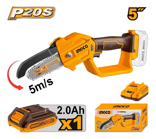 podadora inalambrica Ingco Mini 5" 20v con Bateria y Cargador