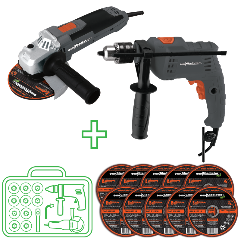 Kit - Gladiator Taladro(650w) + Amoladora(700w)