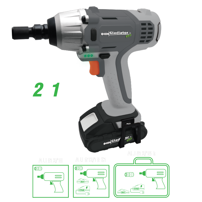 Llave de Impacto con adaptador para atornillador Gladiator Pro 18v