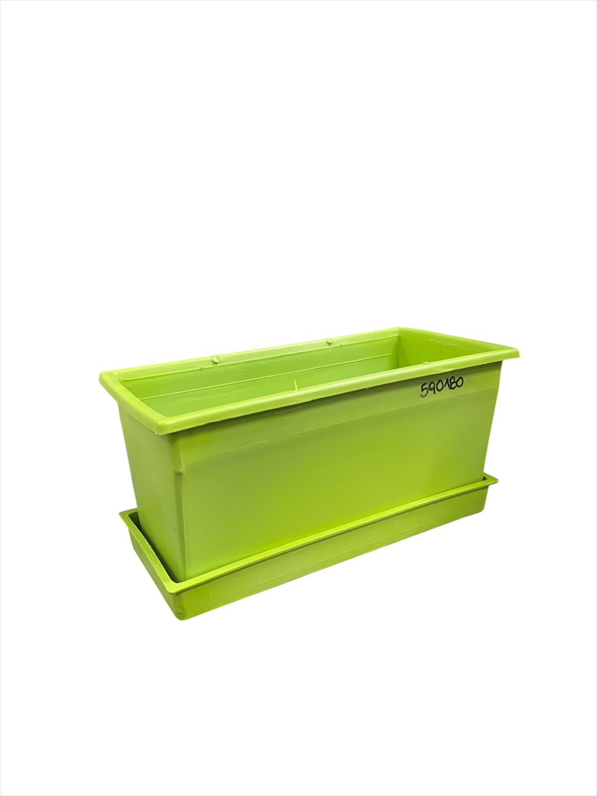 Maceta rectangular de plástico con plato 12x23cm