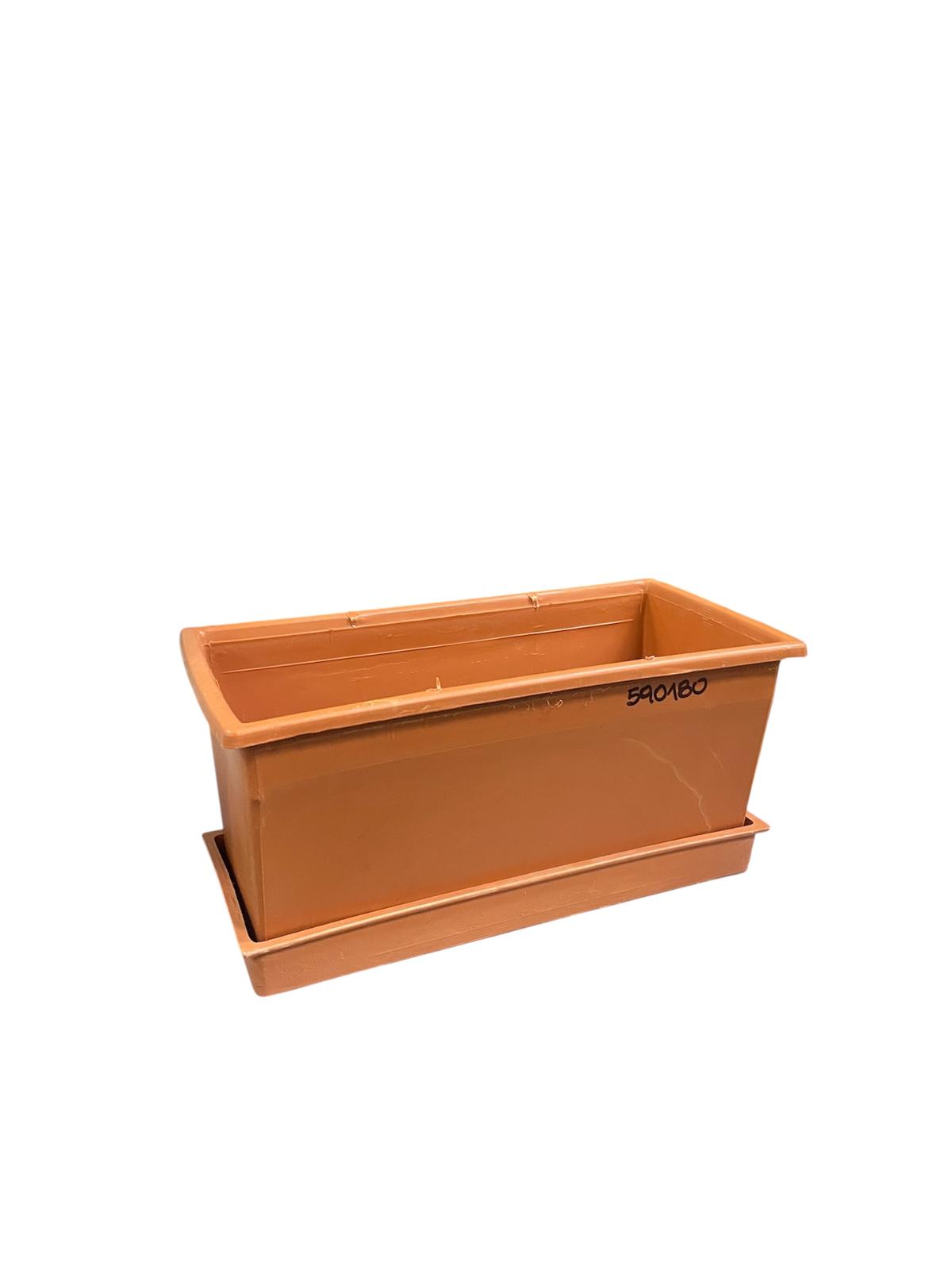 Maceta rectangular de plástico con plato 12x23cm