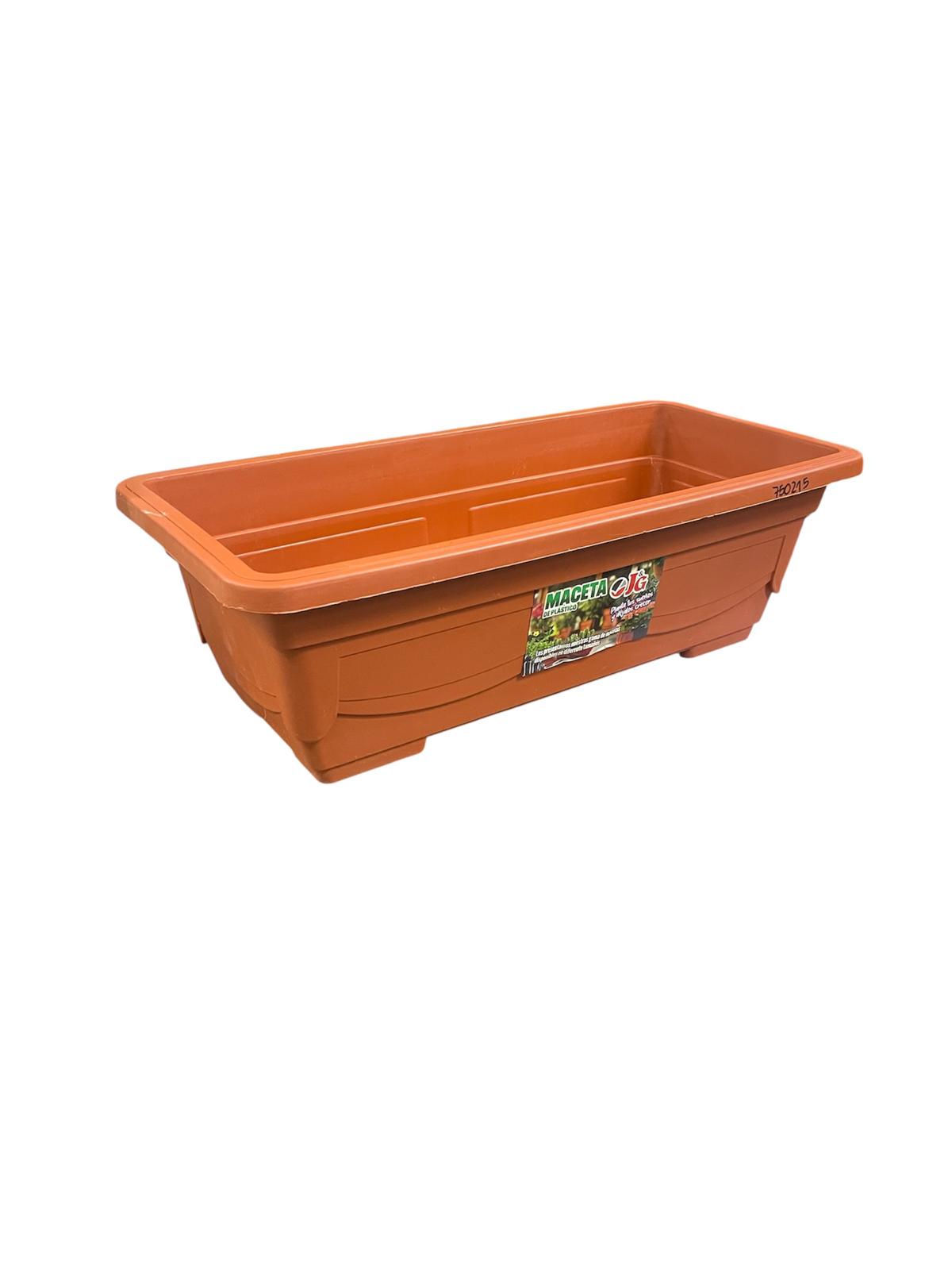 Maceta rectangular de plástico con plato 45x20x14cm