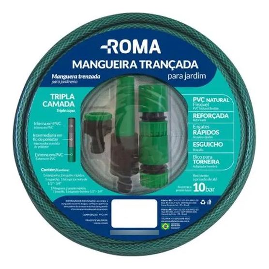 Manguera trenzada 15m para jardín Roma con accesorios