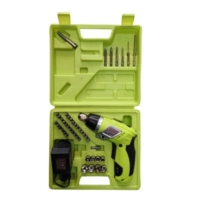 atornillador inalámbrico con accesorios prescott 3,6v