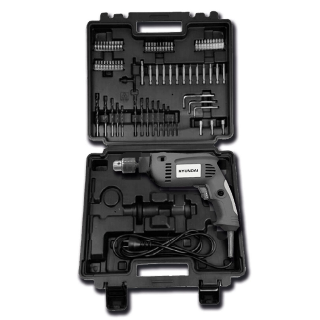 Taladro Hyundai con maletin plastico y 72 accesorios