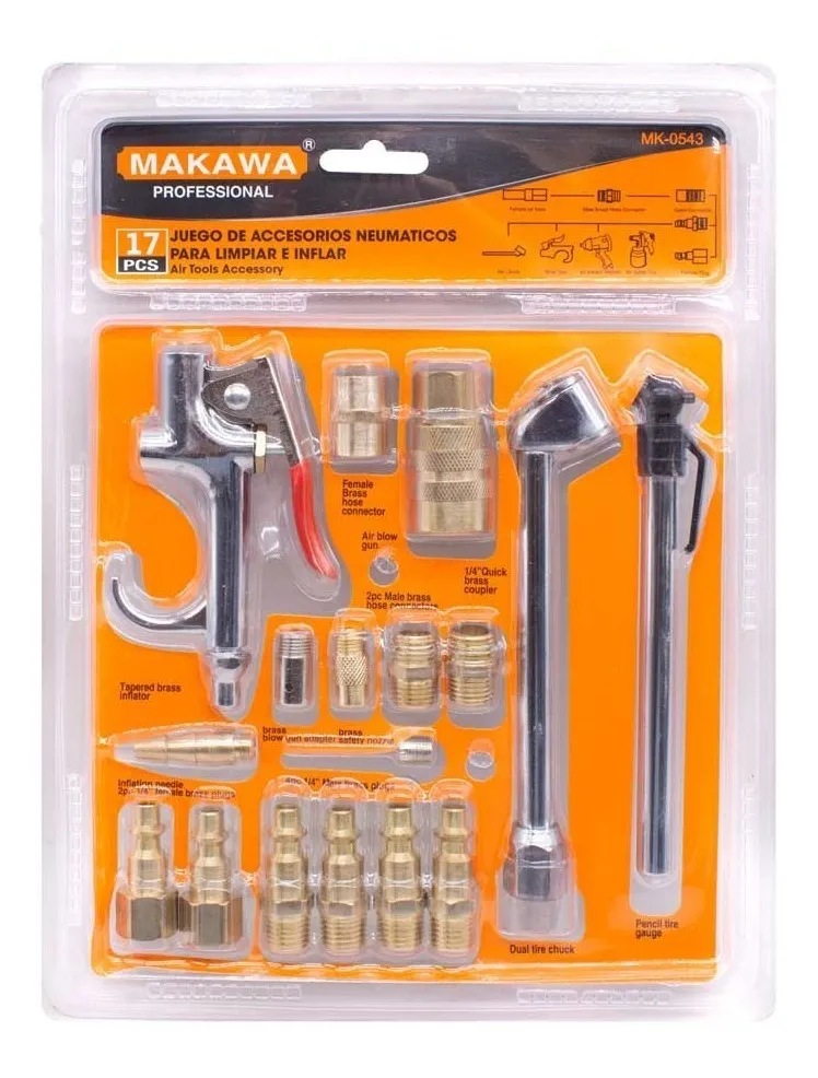 Juego de accesorios neumáticos MAKAWA 17 piezas
