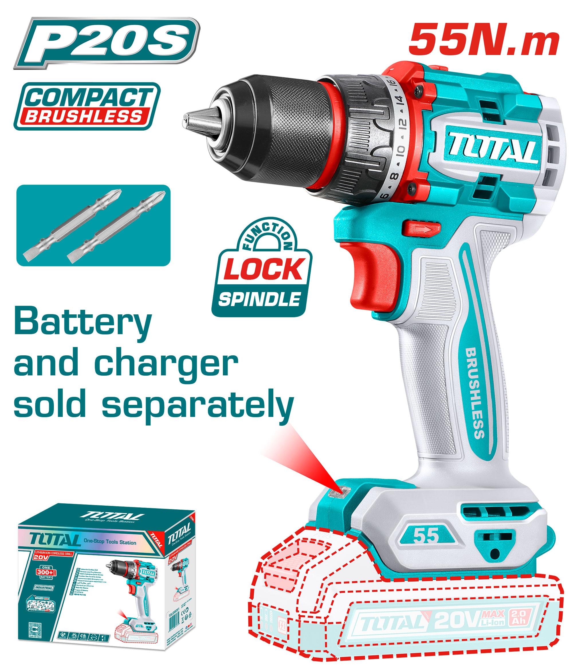 Taladro inalámbrico TOTAL 20v sin cargador ni bateria