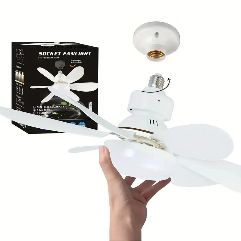 Ventilador de techo con luz LED para portalampara