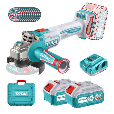 Kit Amoladora angular inalámbrica TOTAL 20v + accesorios