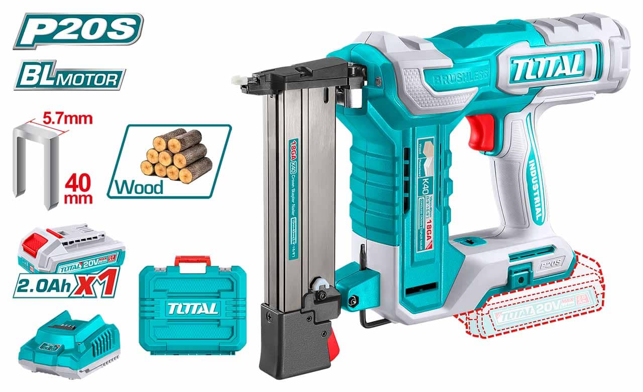 Kit de Pistola engrampadora TOTAL 20v + accesirios