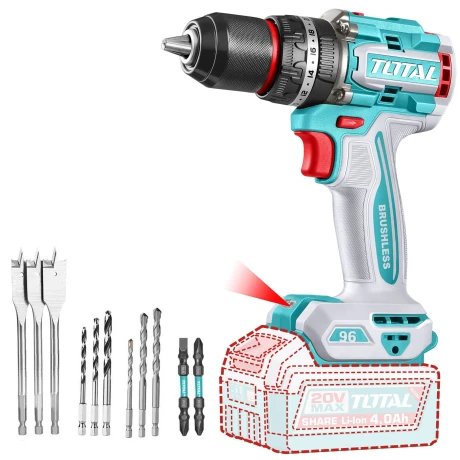 Taladro Atornillador Inalámbrico Con Percutor Total 20v sin cargador ni bateria