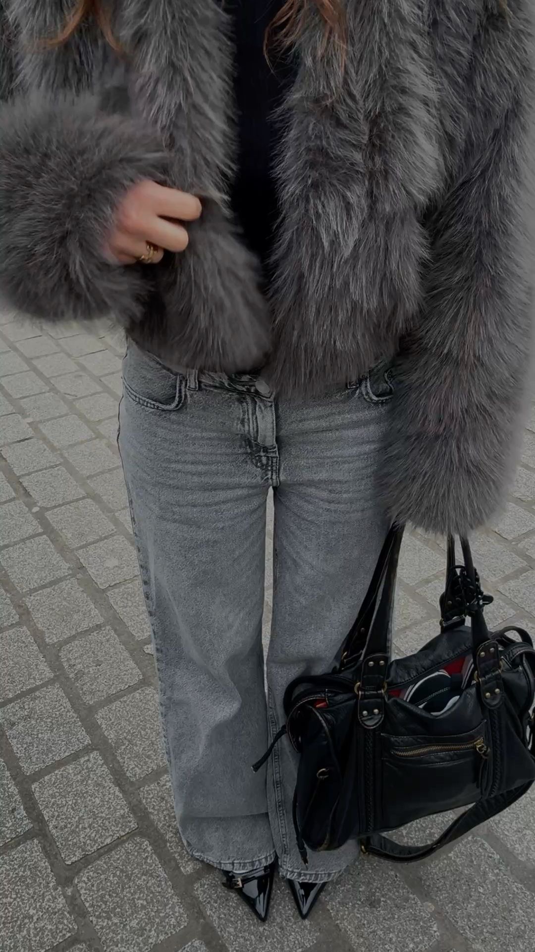 Gray Faux Fur Coat
