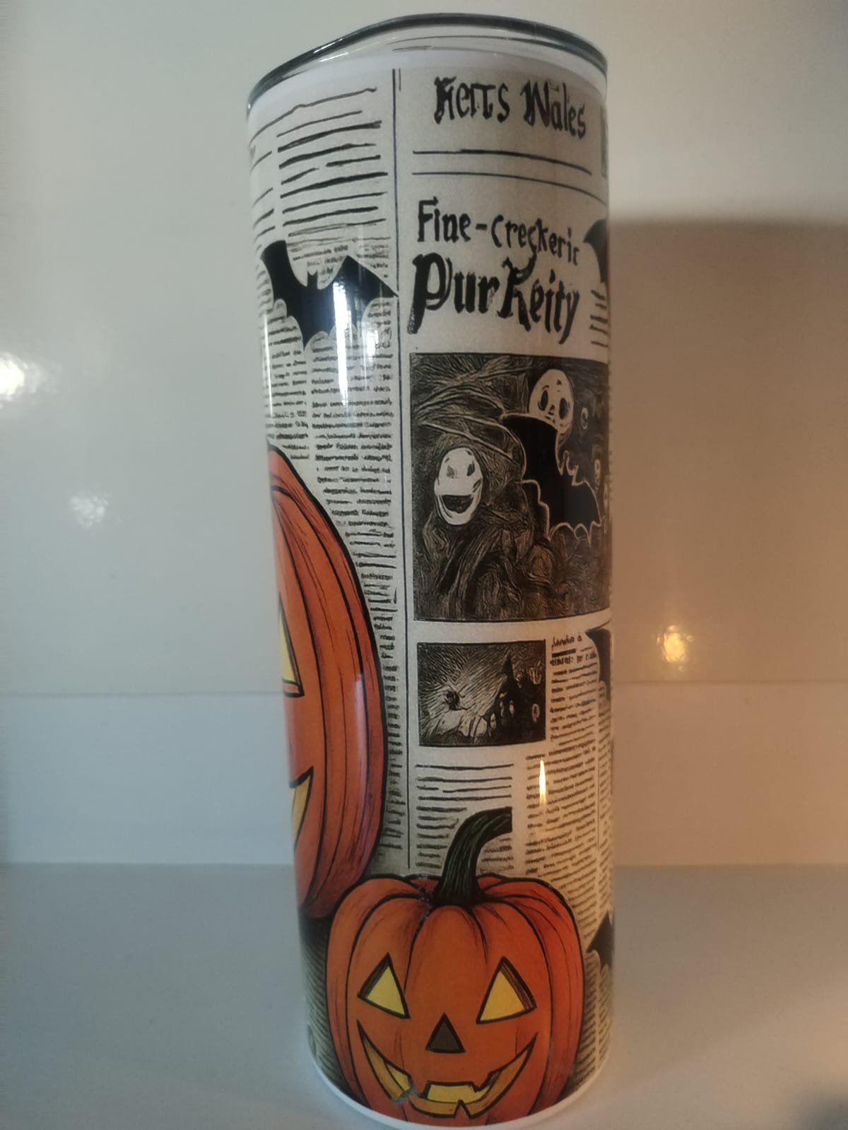 Tumbler Termo 20 oz Halloween Pumpkin Newspaper