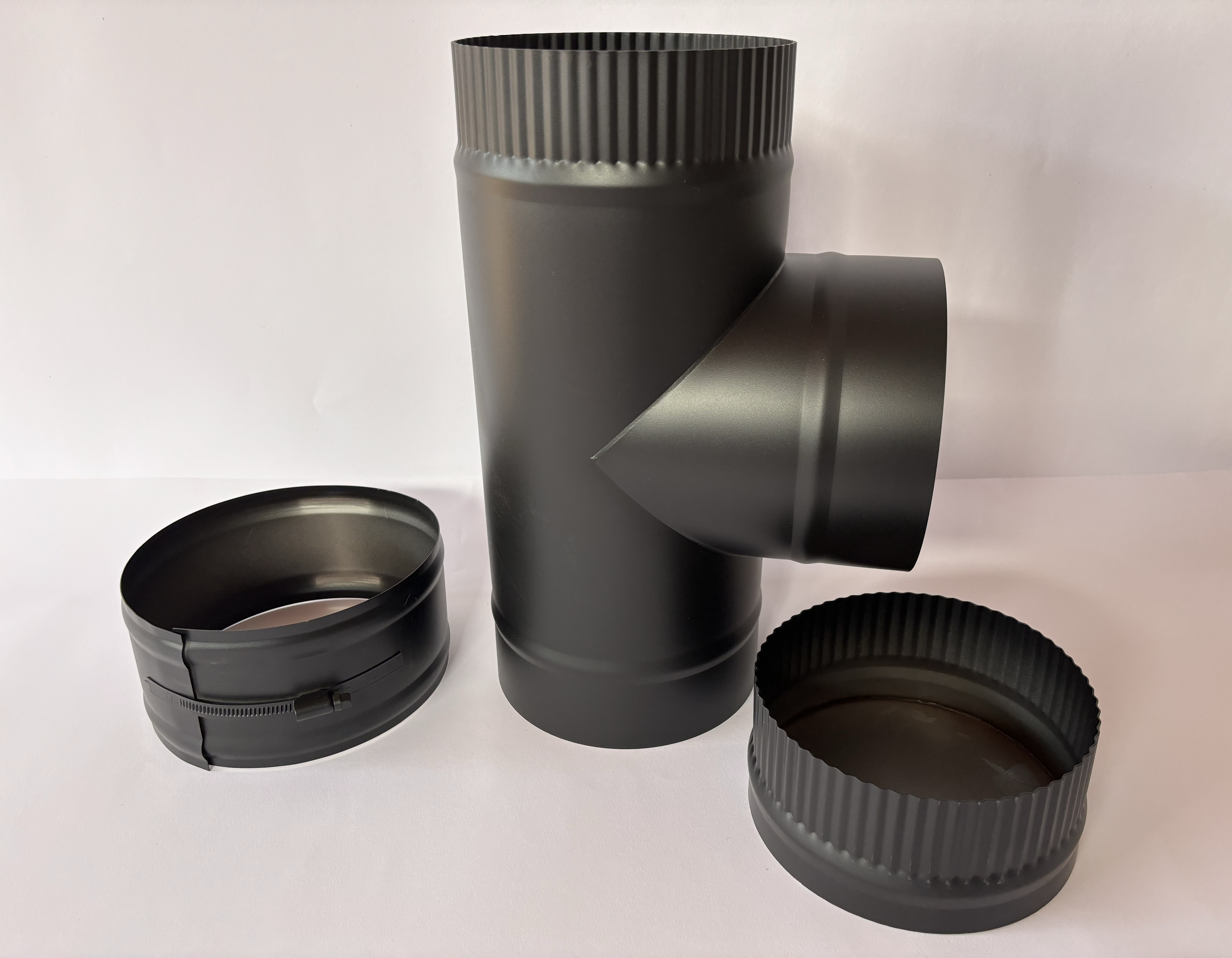 Ducto en T para escape con cobertor para limpieza