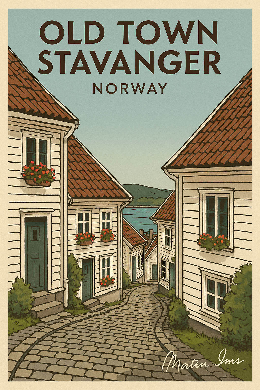 Old Town Stavanger Art Poster