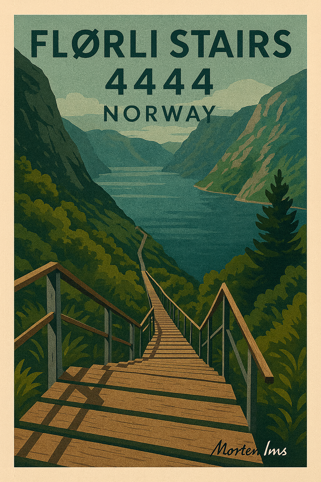 Flørli Stairs Artwork Poster