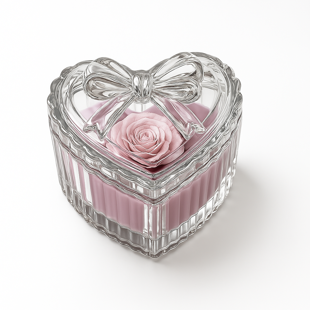 Bougie Parfumée Rose Éternelle – Édition Cœur 