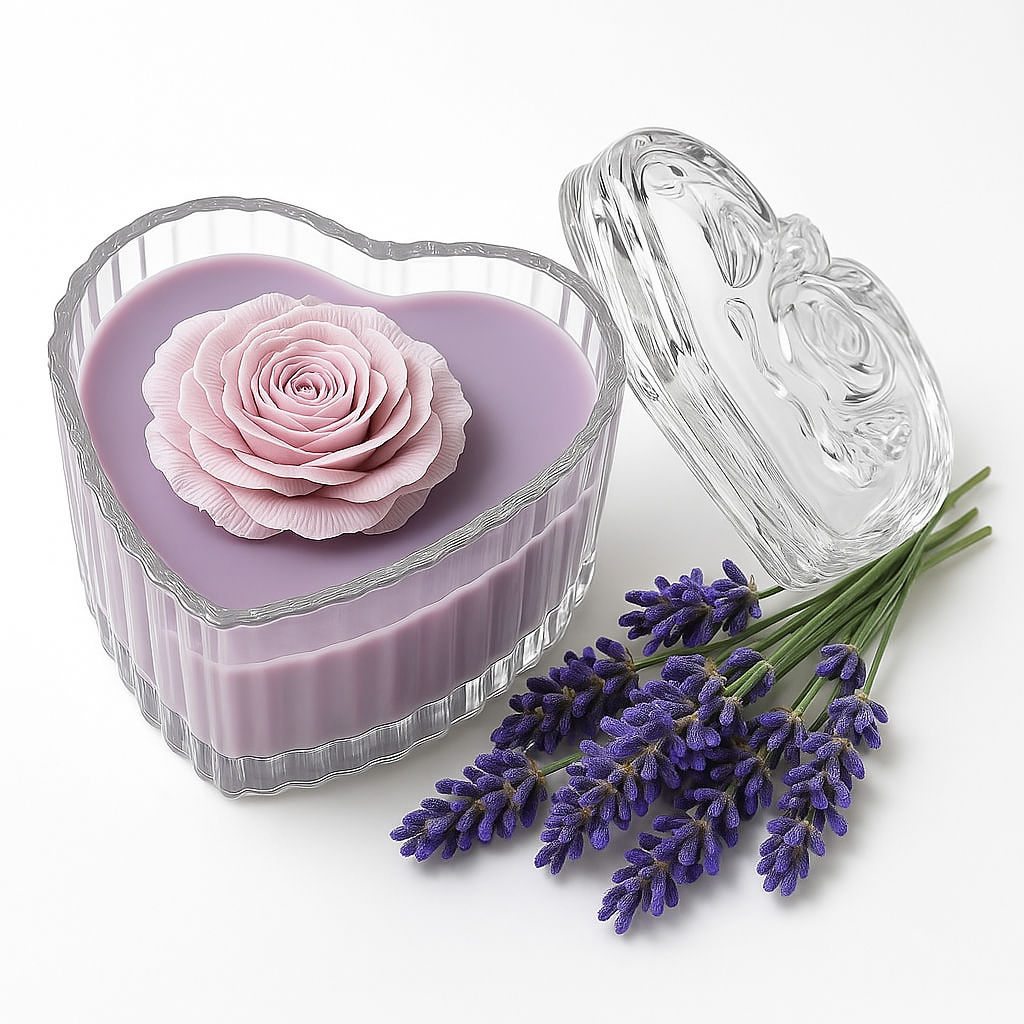 Bougie Parfumée Rose Éternelle – Édition Cœur 