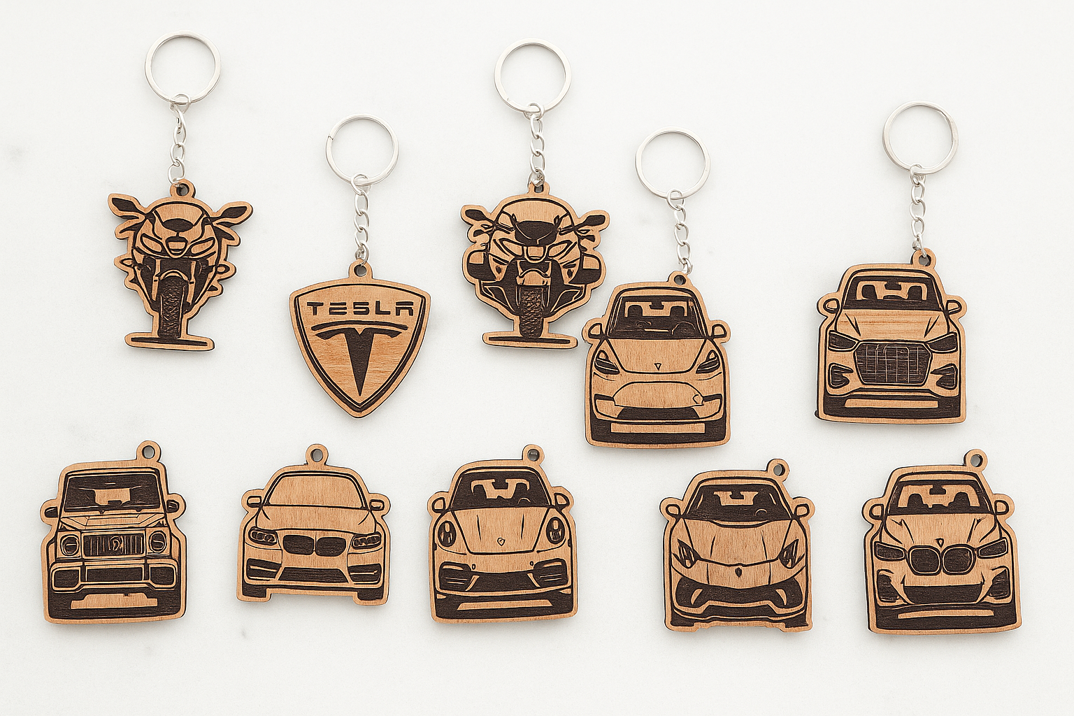 🔑 Porte-clés personnalisés en bois – Gravure laser de haute précision