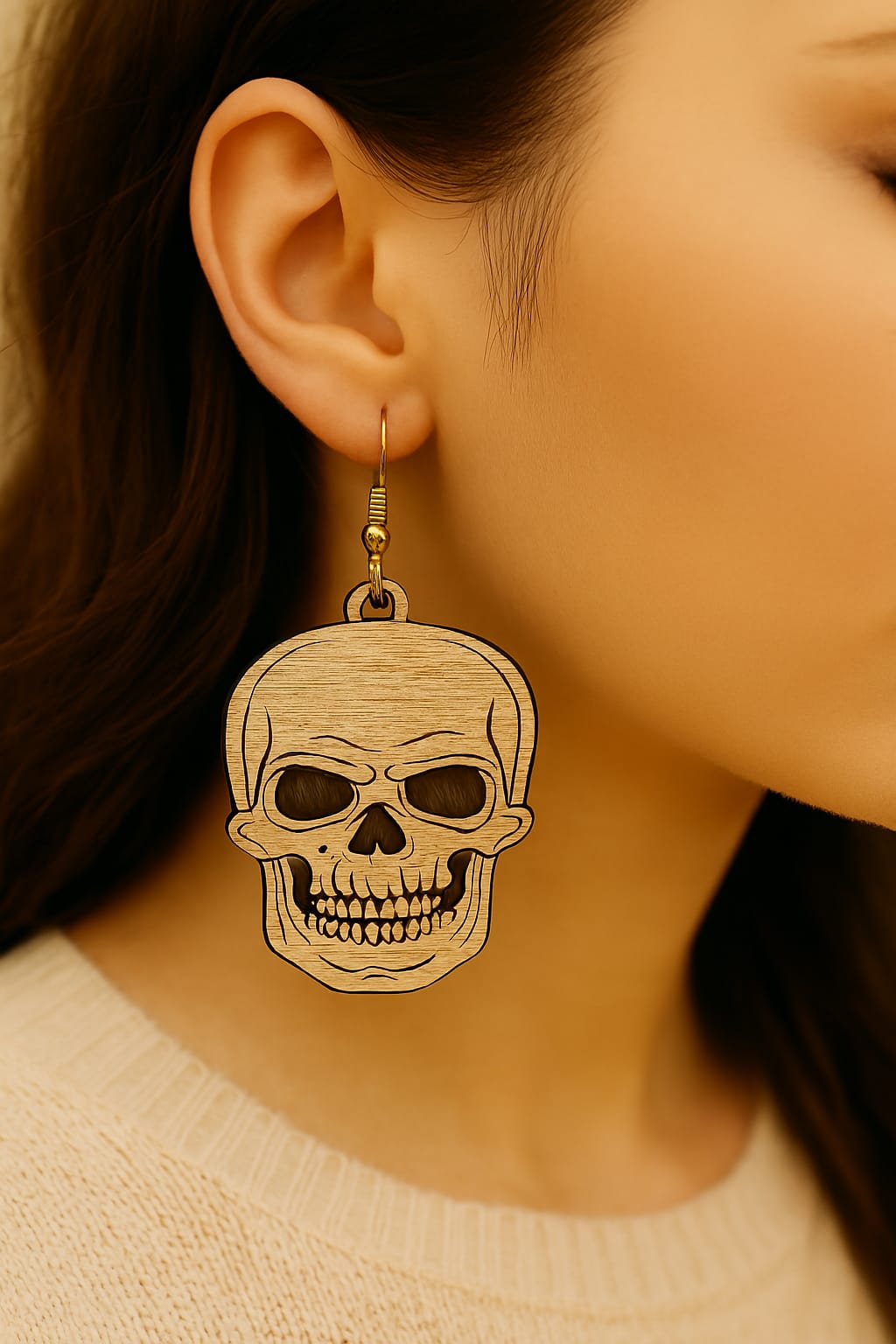 🎃 Boucles d’oreilles Halloween en bois gravé 🎃
