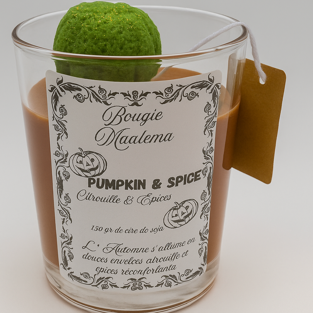 Bougie Parfumée Citrouille & Épices façon Mug – Artisanale, cire de soja 100% naturelle