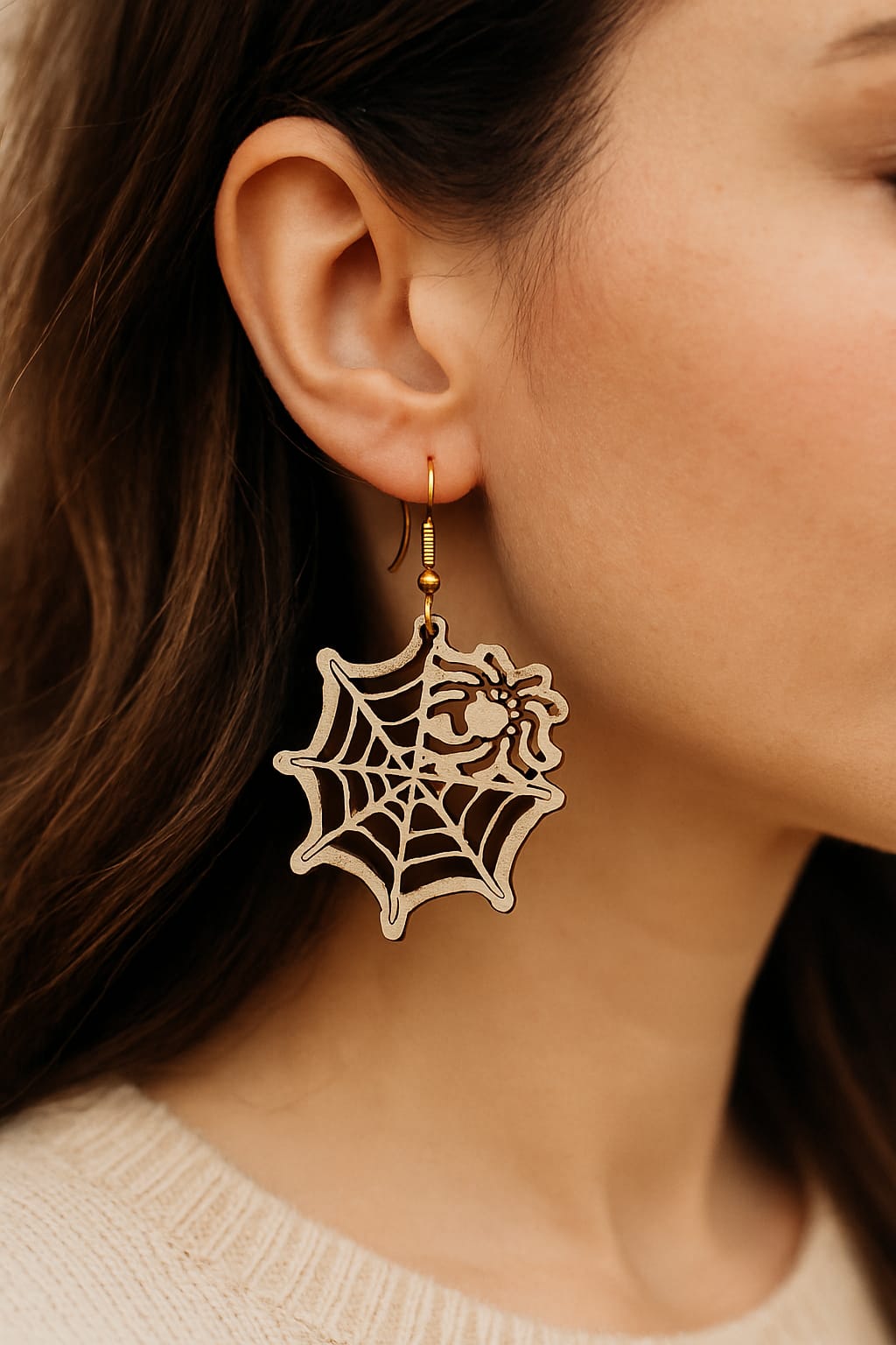 🎃 Boucles d’oreilles Halloween en bois gravé 🎃