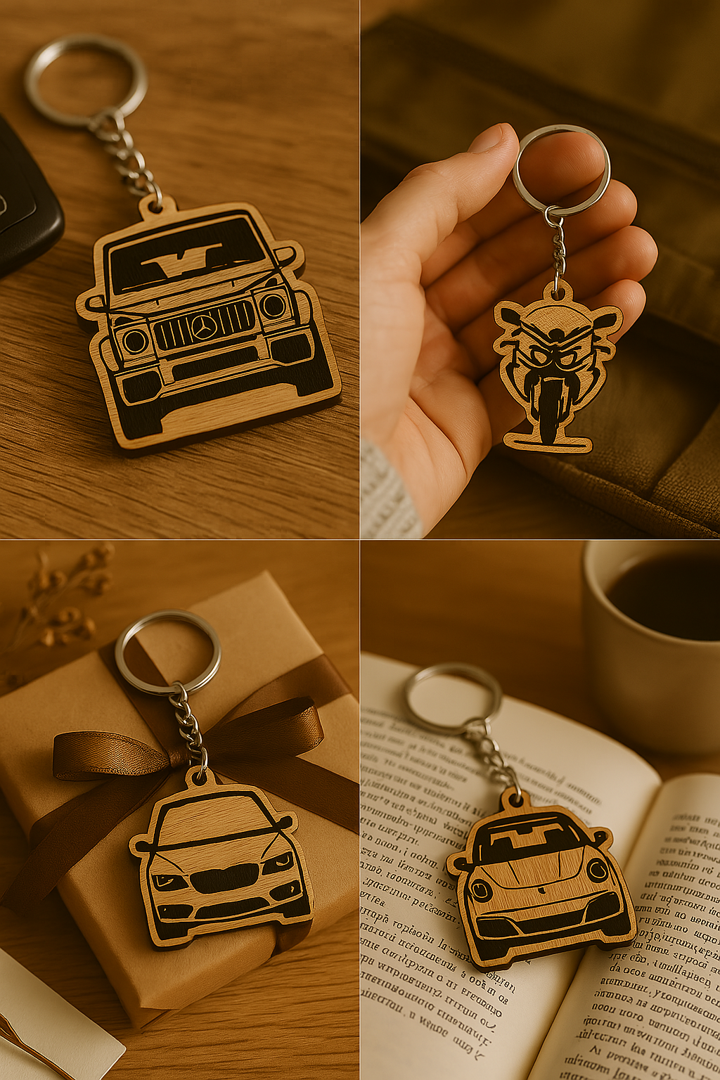 🔑 Porte-clés personnalisés en bois – Gravure laser de haute précision