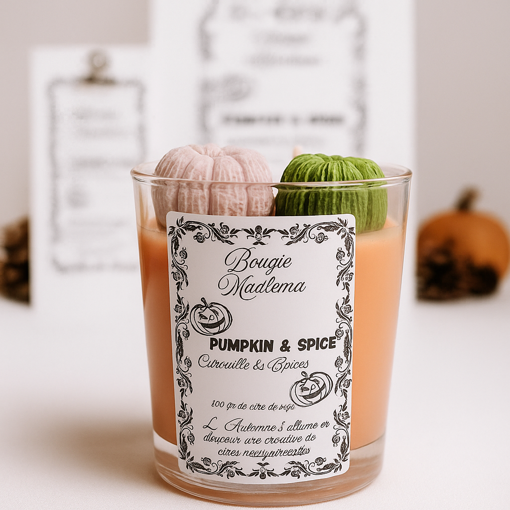 Bougie Parfumée Citrouille & Épices façon Mug – Artisanale, cire de soja 100% naturelle