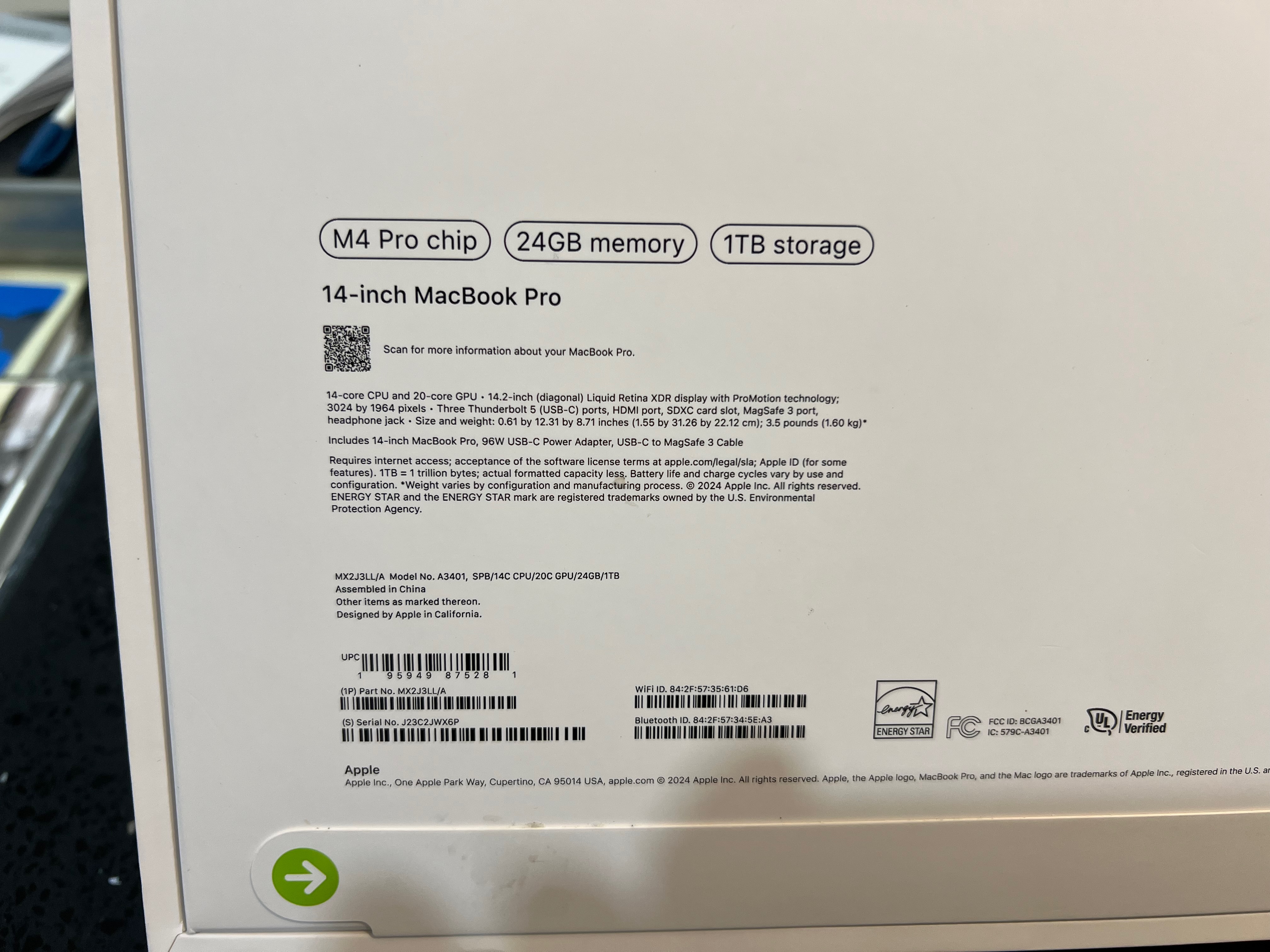 2025 MacBook Pro M4 Pro 24GB 1TB NEW SEALED