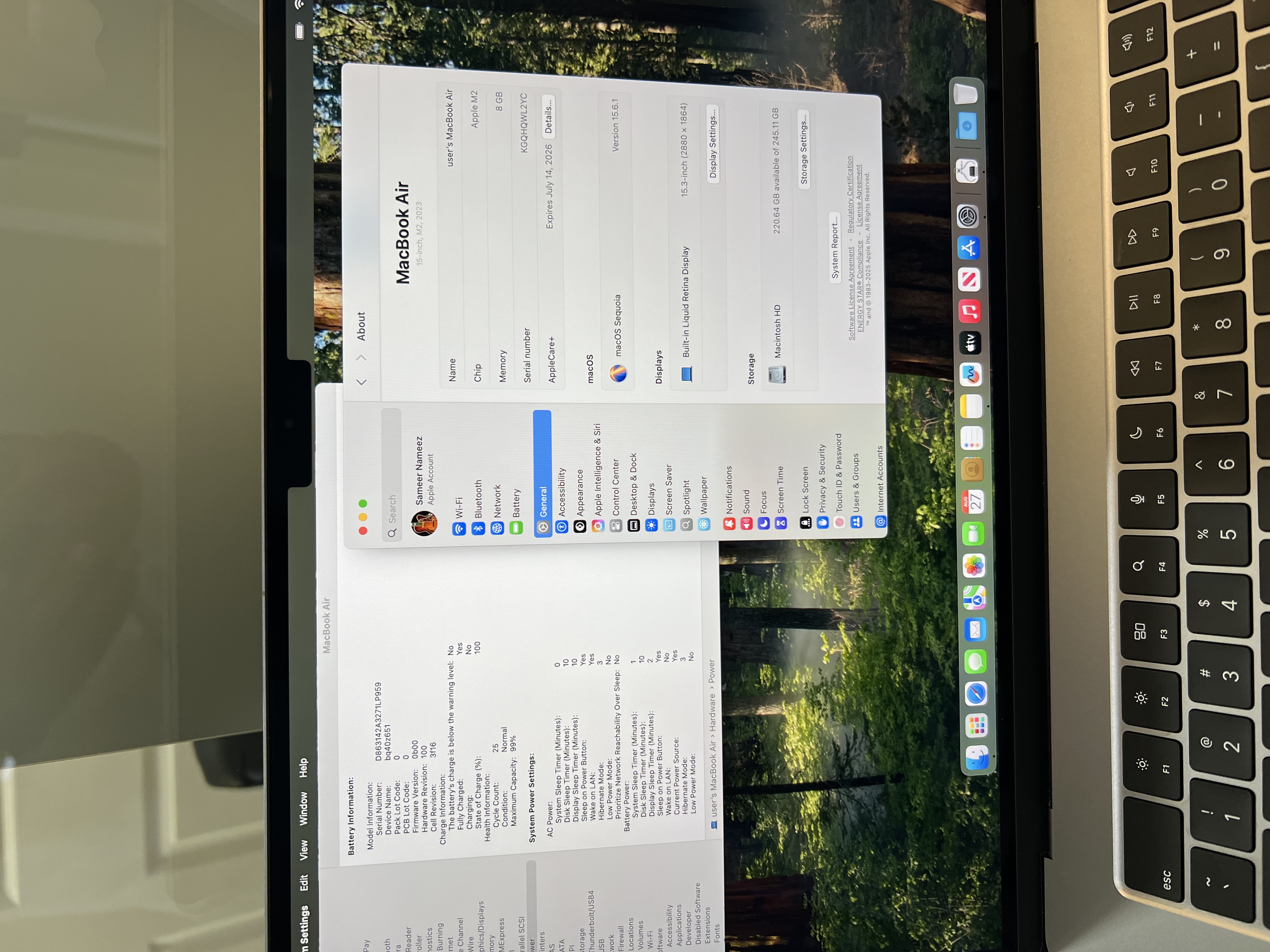 2022 MacBook Air M2 15” AppleCare+ July 2026 99% Battery Health