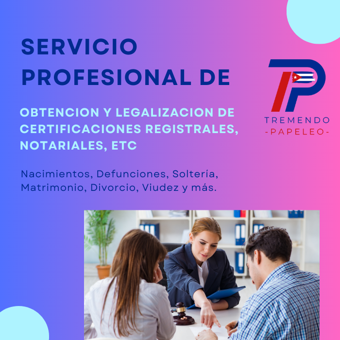 Servicios Profesionales de Obtención y Legalización de Documentos Registrales, Notariales, etc.