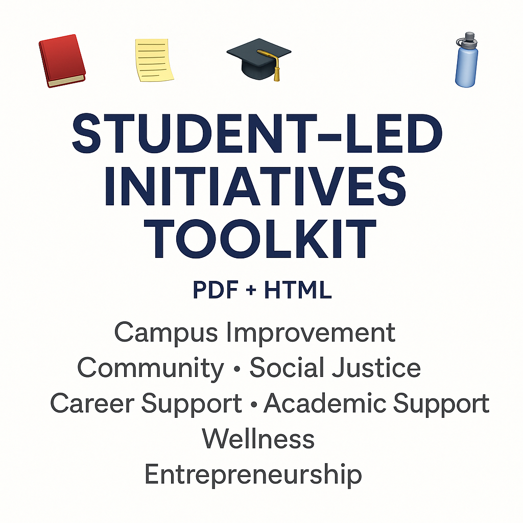 Student-Led Initiatives Toolkit | 18 College Leadership Project Checklists | PDF + Clickable HTML