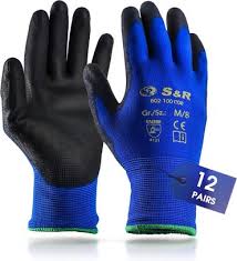 S&R Arbeitshandschuhe 12 Paar aus Nylonfaser mit Polyurethanbeschichtung 12 paar