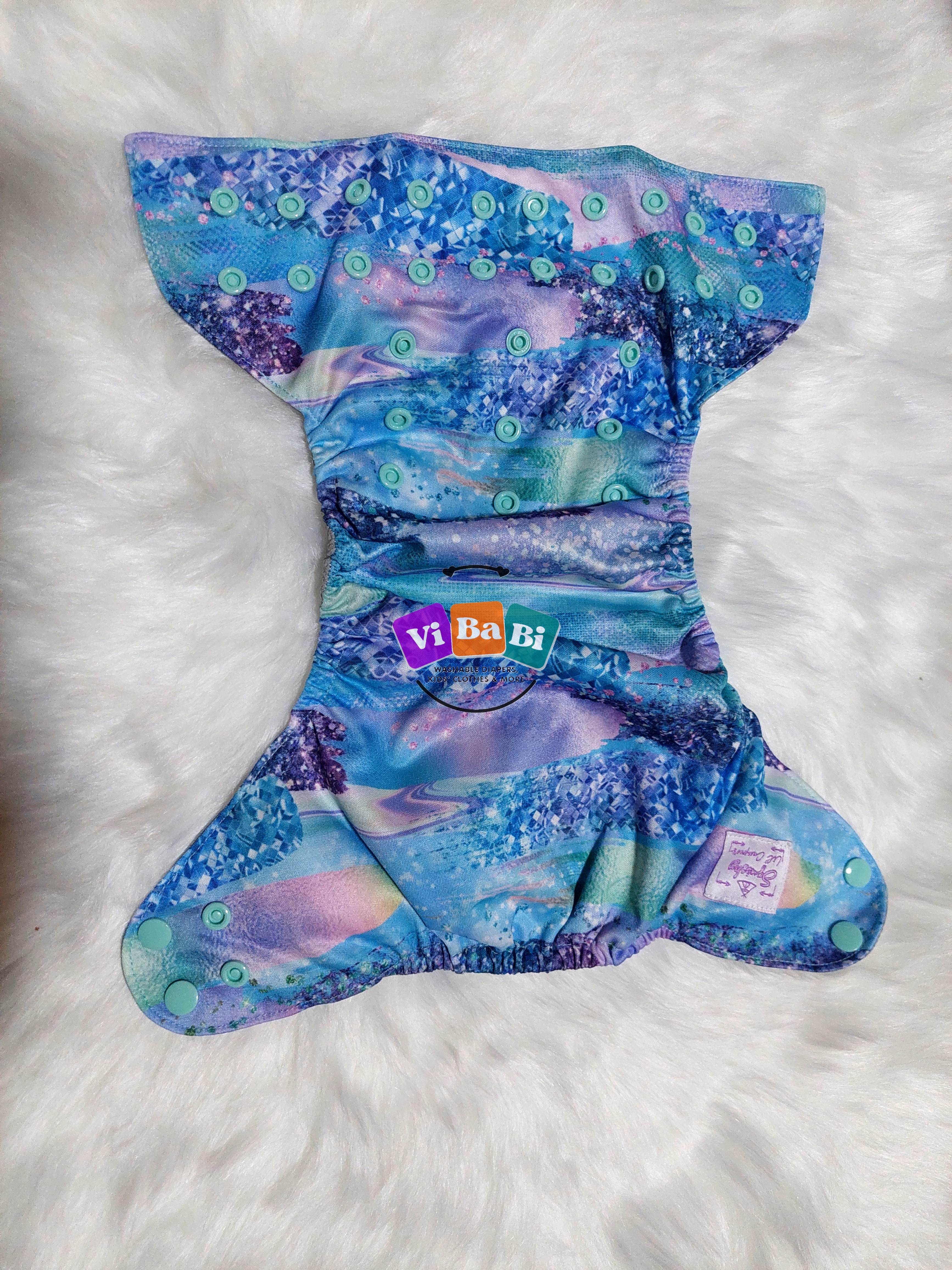 Mermaid Stroke by Squishy Lil Campers, (Pocket) Reusable Cloth Diaper