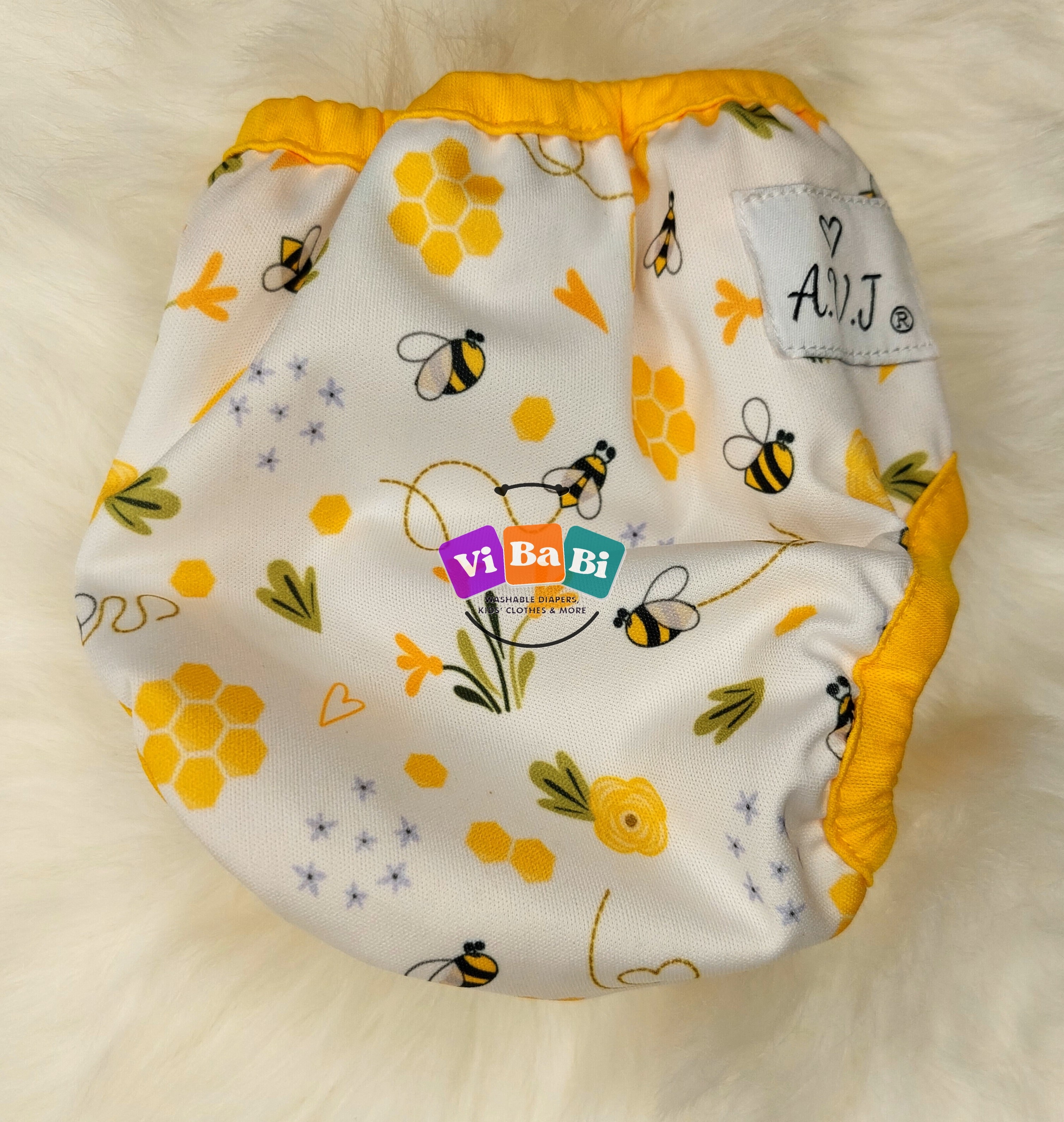 Bee Happy by A.V.J. Clothing, (new Born) Reusable Cloth Diaper