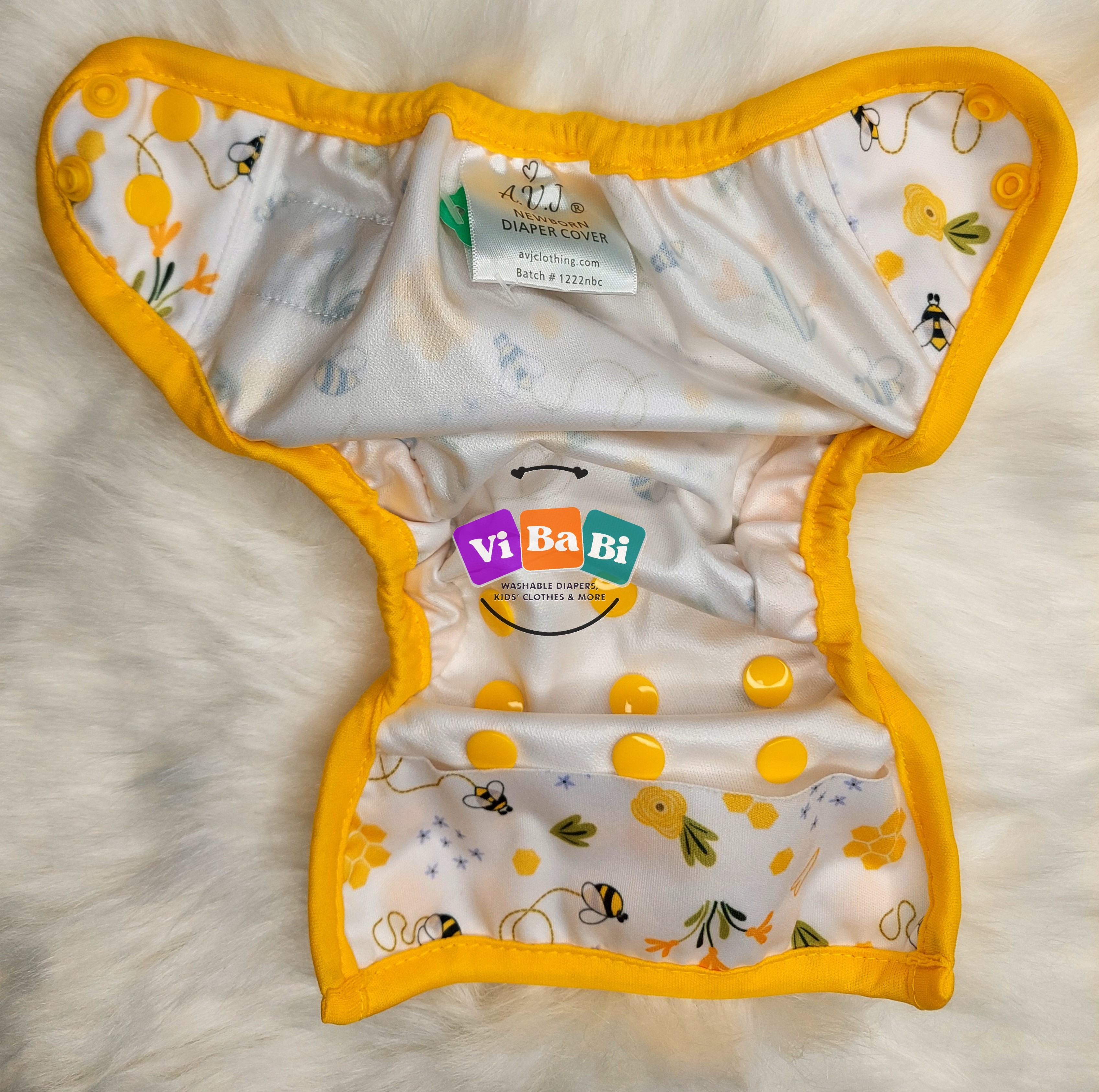 Bee Happy by A.V.J. Clothing, (new Born) Reusable Cloth Diaper