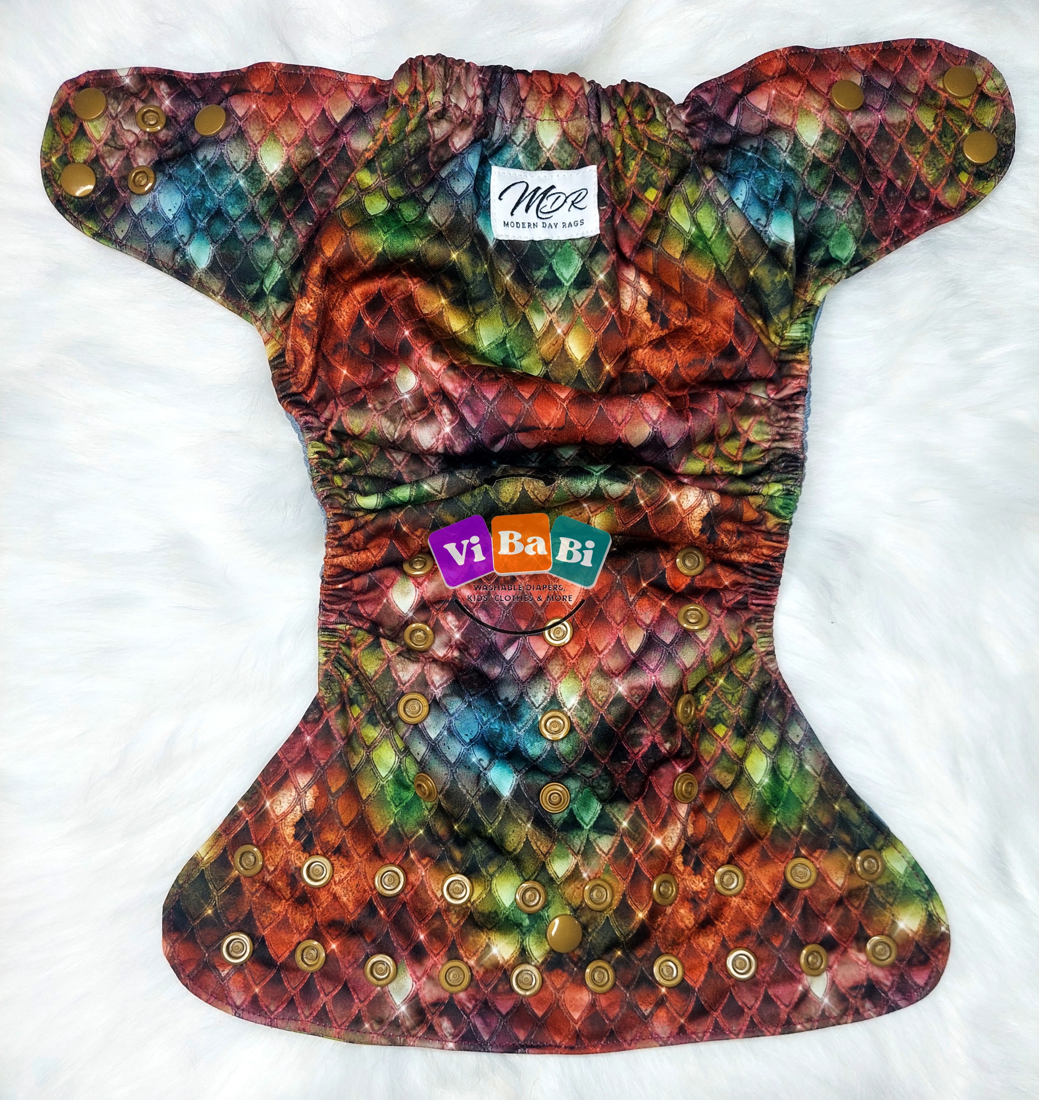 multicolor Dragon Scale by Sweet Cheeks, (Pocket) Reusable cloth diaper
