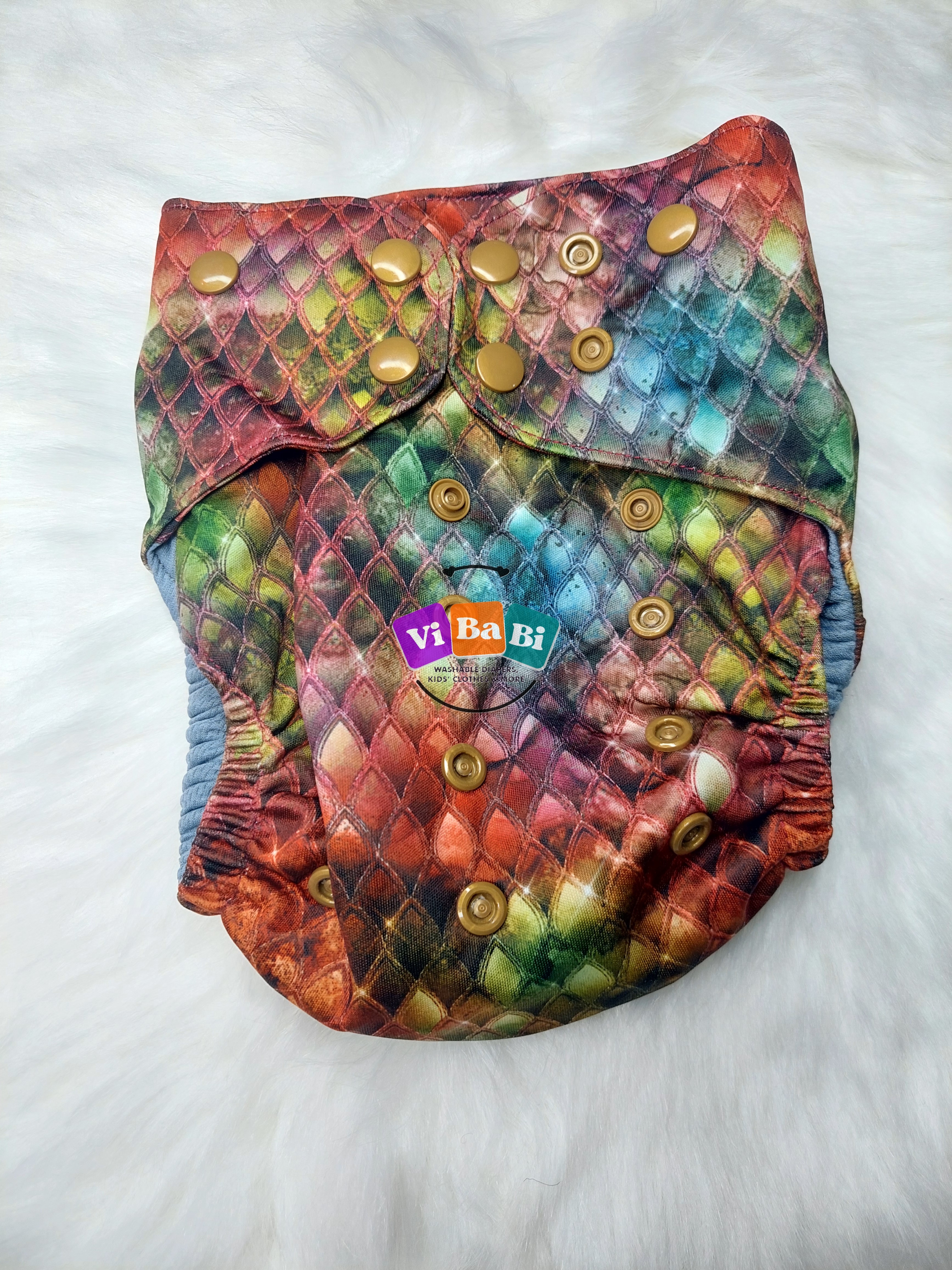 multicolor Dragon Scale by Sweet Cheeks, (Pocket) Reusable cloth diaper