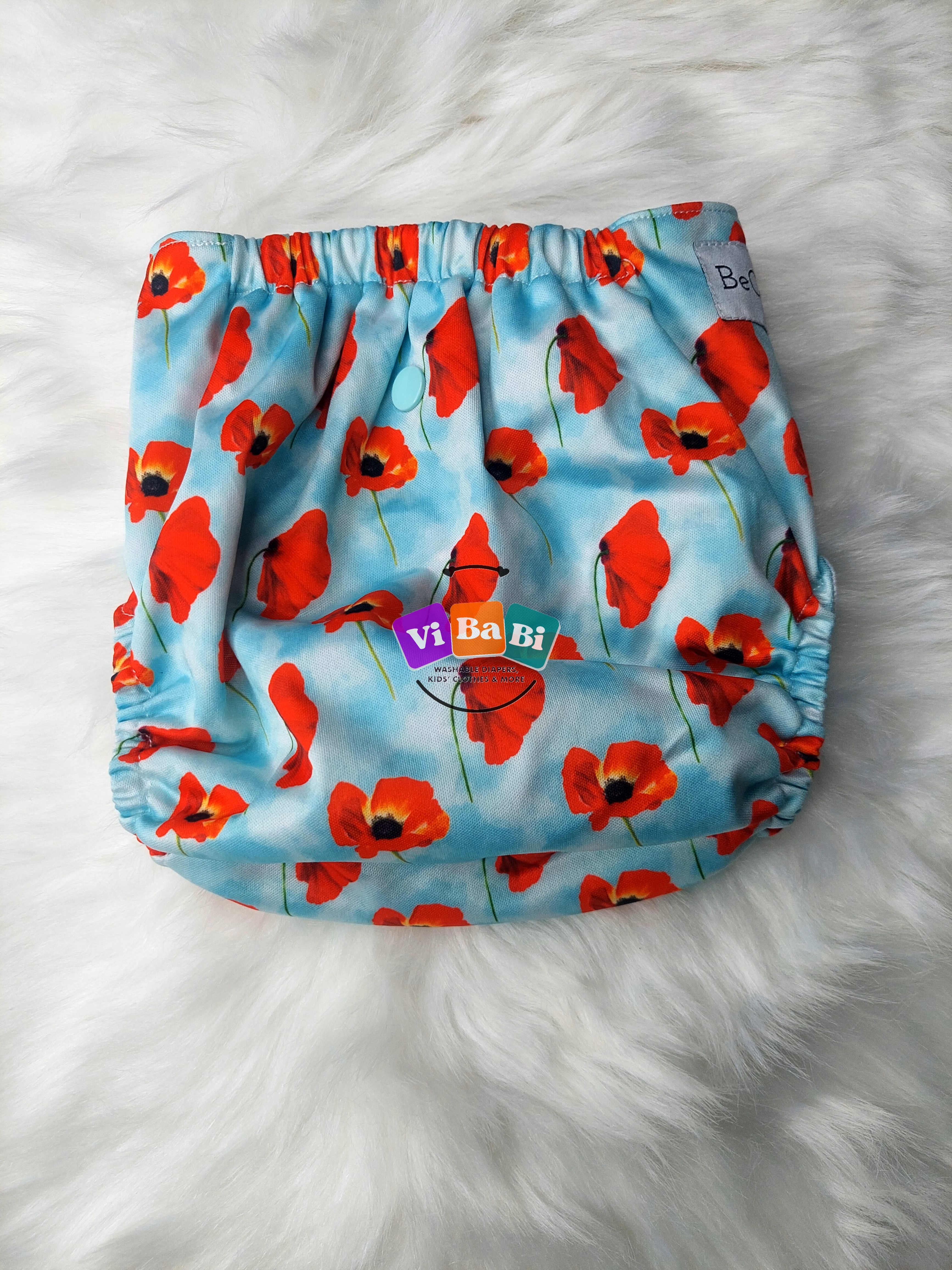Light Poppies by BeCeBe, Pocket, Reusable Cloth Diaper  